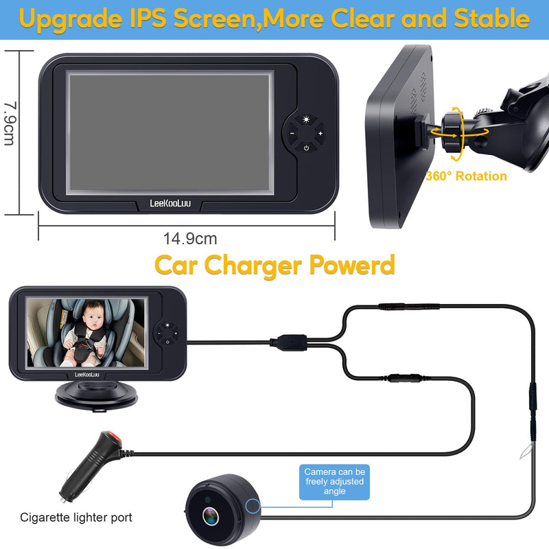 [Australia] - Baby Car Camera for Backseat 1080P - Plug and Play, HD Crystal Night Vision, Easy to Install, 360¬∞ Rotation, Wide View Angle, Protect Baby's Eye - Rear Facing Carseat Camera for Newborn, Infant, Kids Black 