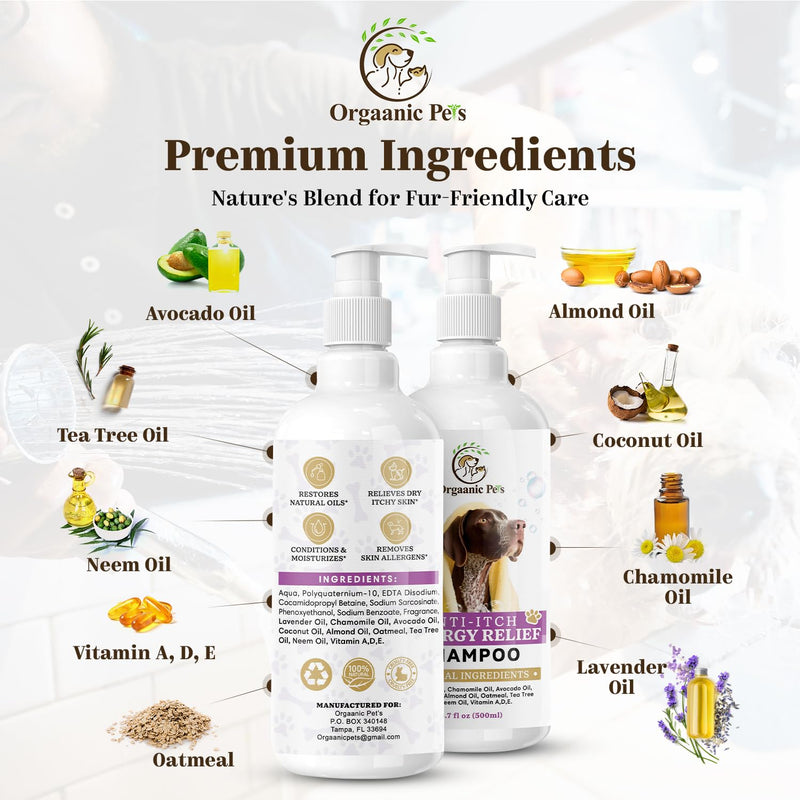 Anti-Itch Dog Shampoo: with 9 Natural Essential Oils and Ingredients - RELIEVES discomfort from Skin Allergies -Moisturizing - Anti-inflammatory - Calming - PawsPlanet Australia
