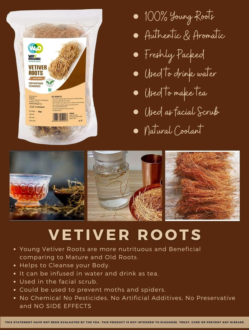 [Australia] - Vetiver Root/Dried Khus-Khus/Vetiveria Zizanioides (50 grams), Young Roots Not Aged Matured Roots, Natural Herbal Coolant - Way4Organic (3 Pack) 5.29 Ounce (Pack of 1) 