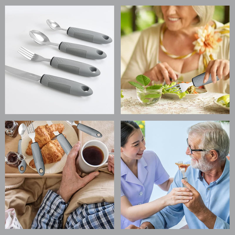 4 Pcs Cutlery for Arthritic Hands,Disability Aids Cutlery for Disabled Hands, Disabled Cutlery for Adults Adaptive Eating Drinking Utensils, Arthritis Aids for Disabled People Elderly Parkinson
