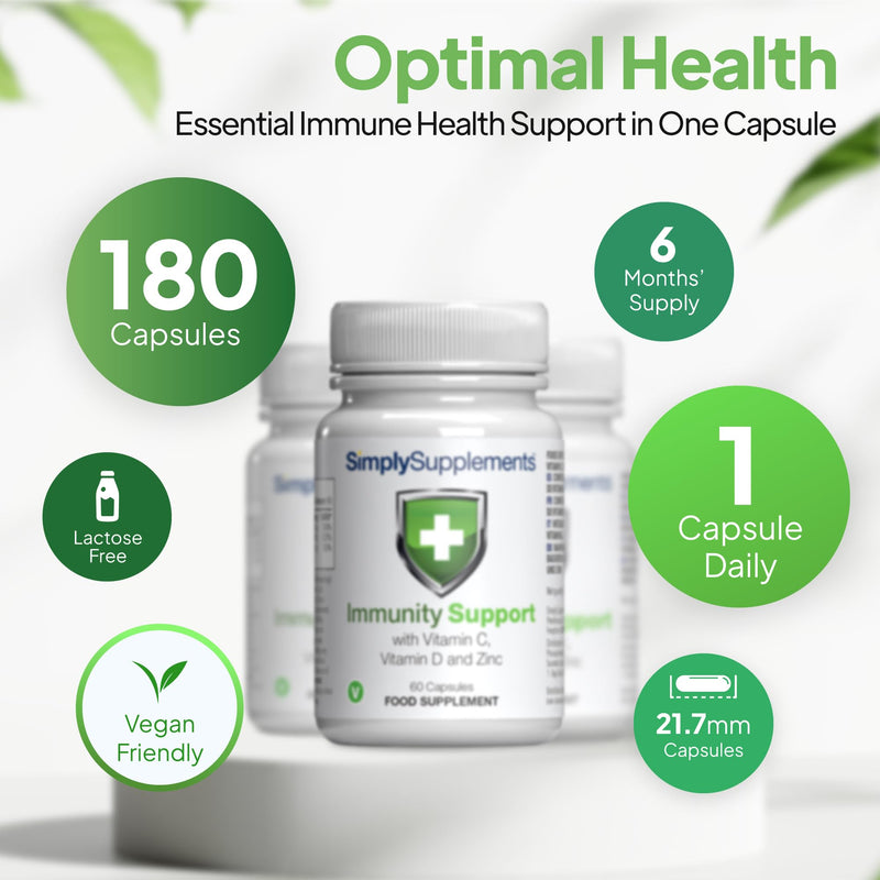 Vitamin C, D and Zinc Capsules for Immunity Support | One-a-Day Formula | 180 Fast Release Capsules = 6 Months' Supply | Vegan Friendly | Manufactured in The UK (3 Count (Pack of 60), Unflavoured) Unflavoured (Label) 60 count (Pack of 3)