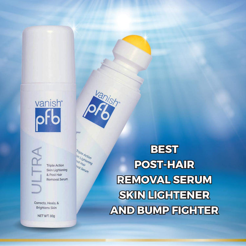 PFB Vanish Ultra with Chromabright & Shitake Mushroom, Triple Action Dark Spot Remover, Ingrown Hair & Razor Bump Stopper, Roll-On Skin Care Treatment, 93g – New Formula