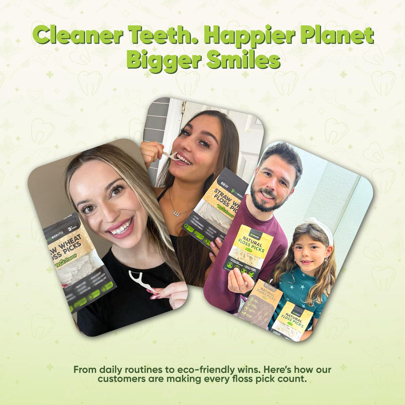 [Australia] - Biodegradable Floss Picks - Natural Straw Wheat Handle | Thin & Durable Thread for Tight Gaps! | Dental Flossers for Adults | Gentle on Gums & Teeth | Eco Friendly, Vegan, Natural (200 Pack, Mint) 200 Count (Pack of 1) 