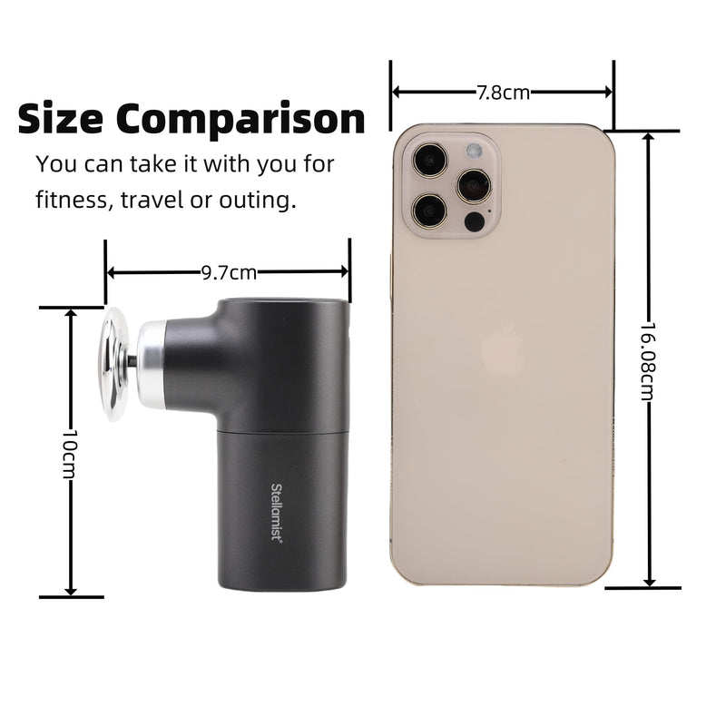 [Australia] - Mini Massage Gun Deep Tissue, Portable Hand Held Massager Gun with Heat, Portable Percussion Muscle Massager with 4 Massage Heads for for Dad, Office, Home, Athletes Black 
