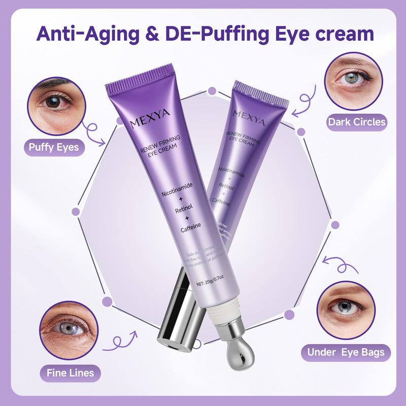 Retinol Caffeine Under Eye Cream, Dark Circles, 0.7 oz | Niacinamide and vitamin E formula for under-eye bags, fine lines, and a lightweight fragrance-free feel