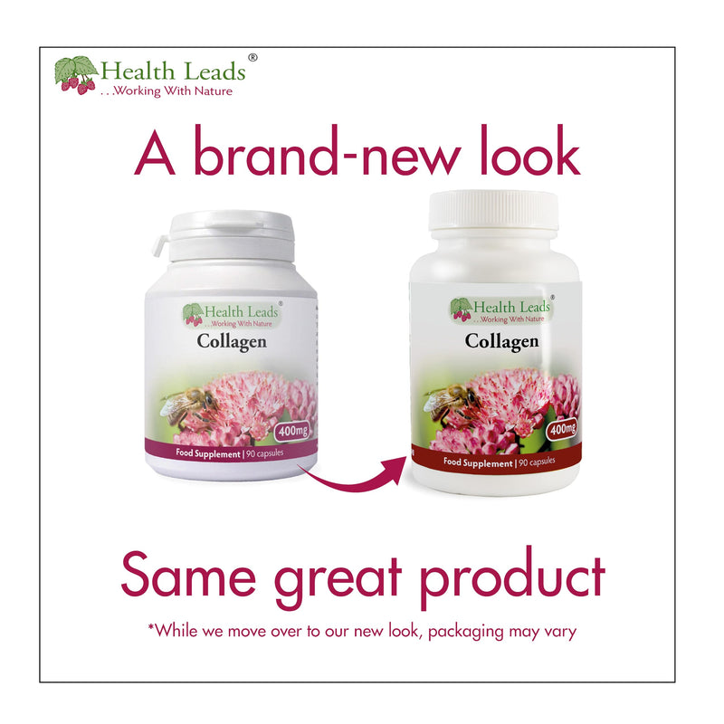 High Strength Collagen 400mg 90 Capsules, 3 Months Supply, Premium Hydrolysed Porcine Powder, Wrinkles, Hair, Skin, Nails & Joints, Magnesium Stearate Free & No Nasty Additives, Made in Wales