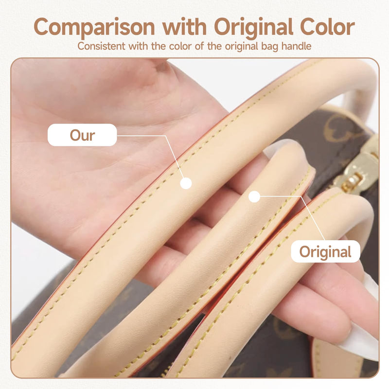 Bag Genuine Vachetta Leather Shoulder Short Strap Replacement Fit for Graceful Damier or Speedy25 30 35(Apricot) Width: 0.6in Length: 27.7in-apricot