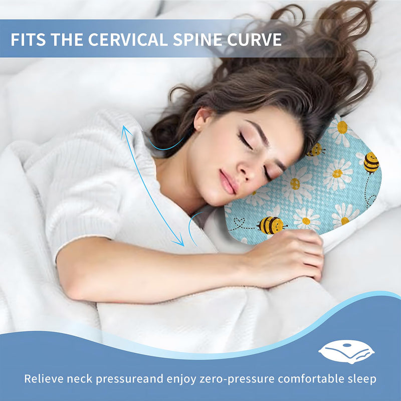 Ear Piercing Pillow with Ear Hole for Side Sleeper Relief Ear Pain,Cotton and Polyester Ear Pillows,Washable Ear Guard Pillow Bee 17.5"x12.6"