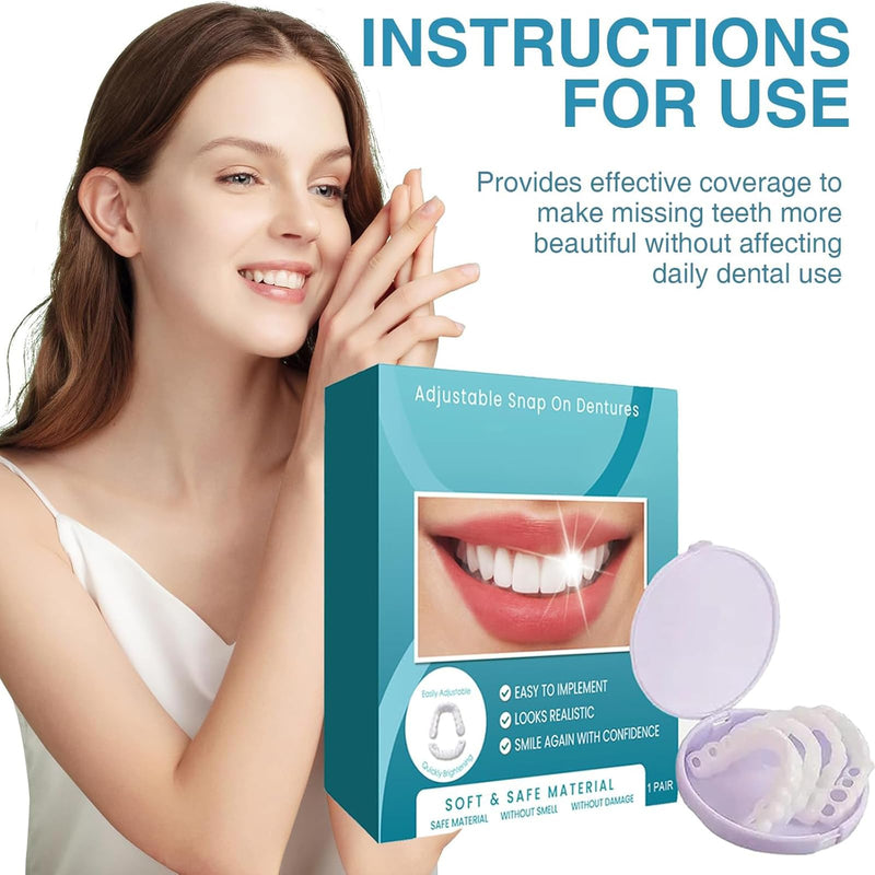 Generic 2 Pair Veneers Silicone Denture Set, Full Dentaduras Upper and Lower for Smile Easy Suitable, Dentures for Men Women with No Teeth Everyday Use