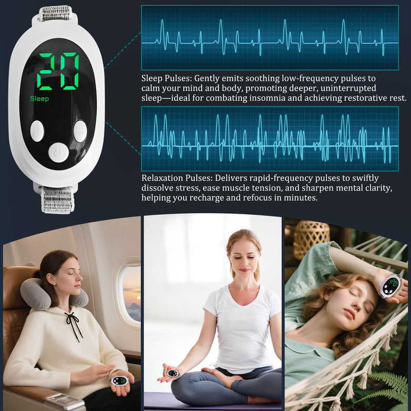 [Australia] - Handheld Sleep Aid Device, Sleep Assisted Low-Frequency Pulse Generator, Relief Anxiety Help Sleep, USB Rechargeable 