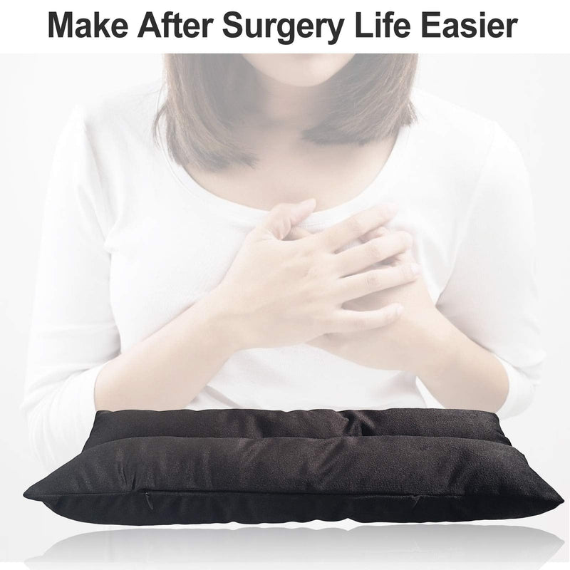 [Australia] - Mastectomy Pillow Post Heart Surgery Seatbelt Pillows Chemo Port Hysterectomy Recovery Post Op Super Soft for Breast Cancer Gifts Patients Women Black 
