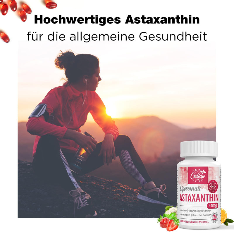 [Australia] - Cestfilo Liposomal Astaxanthin Supplement 24 mg, Maximum Absorption, Gluten Free, GMO Free (60 pieces (pack of 1)) 60 pieces (pack of 1) 