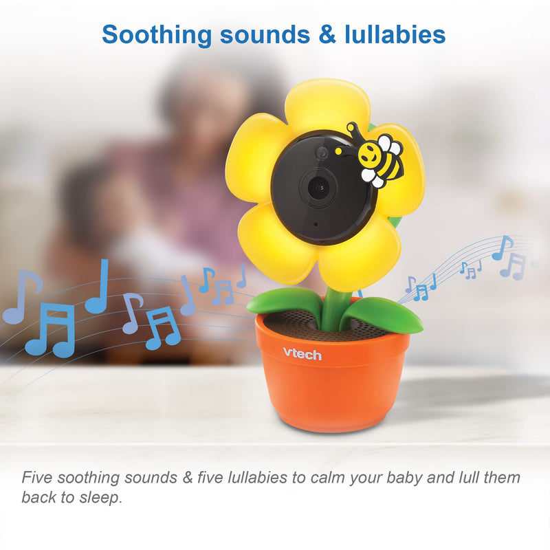 [Australia] - VTech RM9751 Yellow Daisy Smart Wi-Fi Baby Camera, iOS & Android Enabled, 1080p Full HD, Privacy Mode Cover, Night Light, Soothing Sounds & Lullabies, Two-way Intercom,Temperature Sensor, Night Vision 