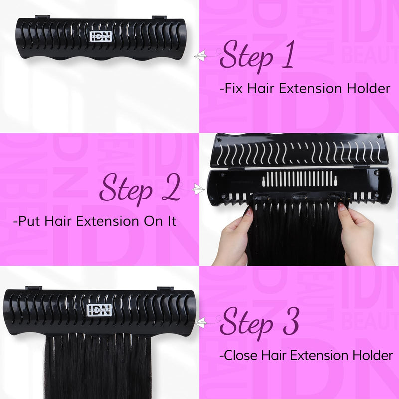 [Australia] - IDN BEAUTY Hair Extension Holder Stand for Styling, 4 Installation Modes With Tool, Black Hair Extension Holder Designed to Securely Hold Your Extensions for Washing, Styling, Packing and Storing 