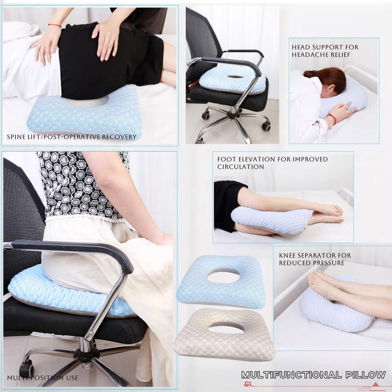 Pressure Ulcer Cushions,Anti Bedsore Cushions,Anti-Decubitus Pad,Medical Donut Pillow for Hemorrhoids,After Surgery,Pregnancy,Seniors,Light Blue Light Blue