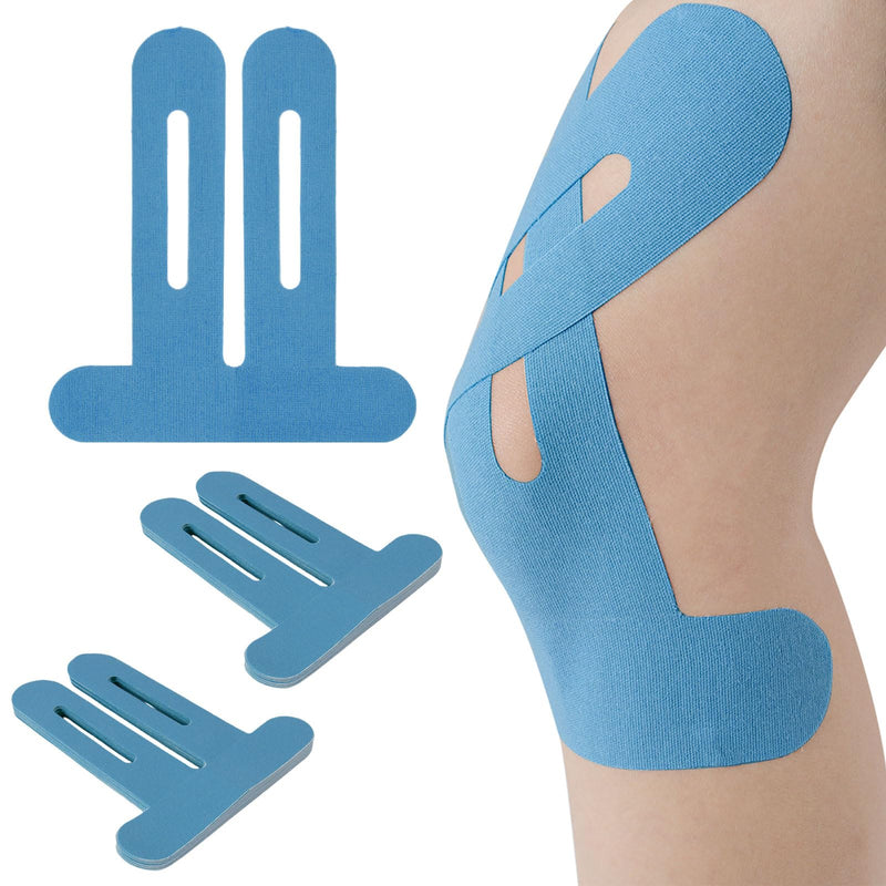 20 Pcs Precut Athletic Tape, Kinesiology Tape for Knees, Waterproof Kinetic Tape for Knee, Breathable Knee Tape for Knee Pain Relief Pre Cut,Sports Tape Athletic Kinesiology,Elastic Turf Tape Football Blue
