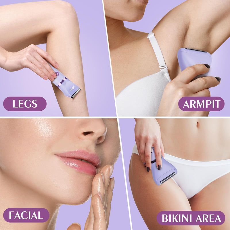 [Australia] - Ufree Bikini Trimmer Electric Razors for Women, Rechargeable Pubic Body Hair Trimmer Electric Shaver for Legs Body Hair, Bikini Shaver IPX7 Waterproof, Gifts for Women, Purple 