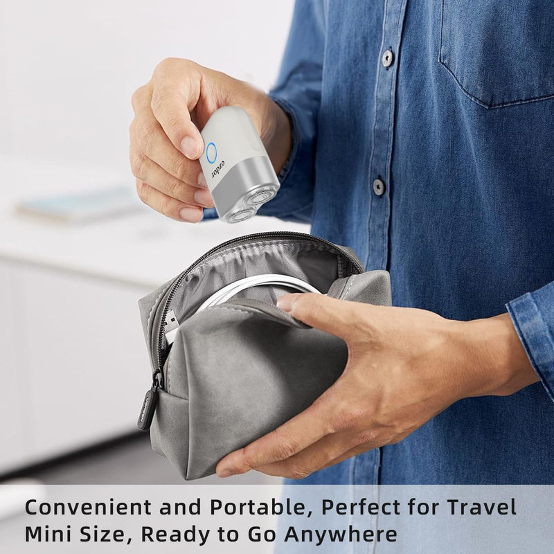 Mini Electric Shaver,Electric Razor for Men,Portable Alloy Razor, USB-C Rechargeable, Dual Blade, Wet & Dry Shaving, IPX7 Waterproof, Detachable & Easy Clean, White