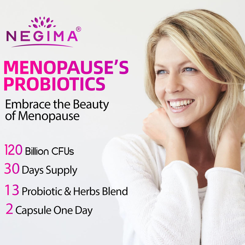 [Australia] - Negima Menopause Supplements for Women, 120 Billion CFUs Probiotics for Women, 13-in-1 Herbs & Botanicals Complex, for Menopause - 60 Caps 60 Count (Pack of 1) 