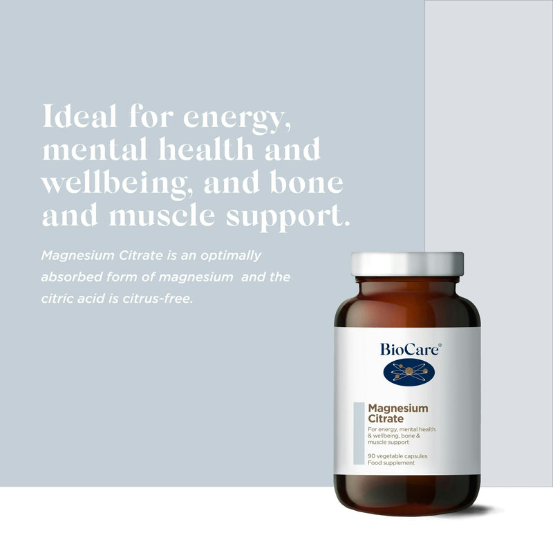 BioCare Magnesium Citrate - Optimally Absorbed Magnesium for Energy, Bones and Muscle - 90 Capsules