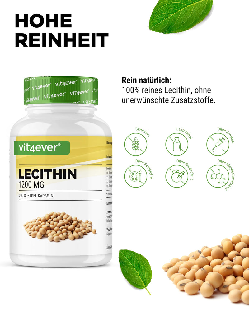 [Australia] - Lecithin 1200 mg - 300 softgels - Premium: With phosphatides - Soy lecithin without genetic engineering - High dosage - Premium quality 300 pieces 