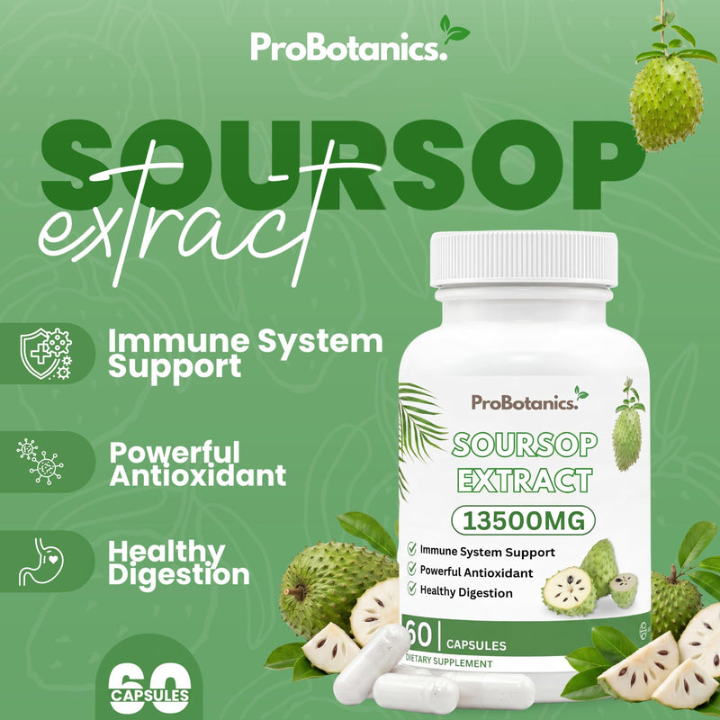 Soursop Capsules | Full Spectrum 13500mg 30:1 Extract Per Serving | Potent Antioxidant & Immune Support - 60 Capsules