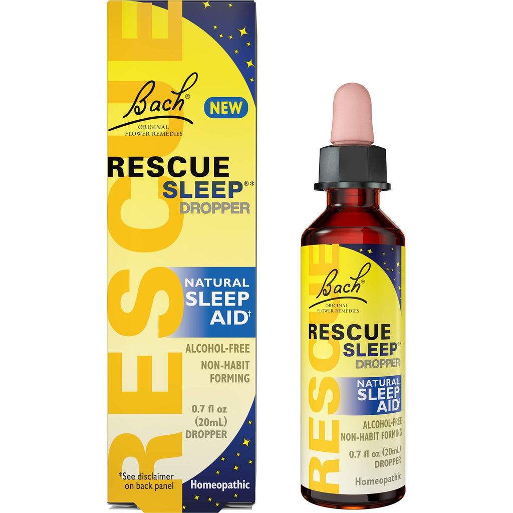 Bach RESCUE SLEEP Dropper 20mL, Natural Sleep Aid, Homeopathic Flower Essence, Free of Melatonin, Sugar, & Gluten, Family-Friendly, Non-alcohol Formula 20ml Dropper