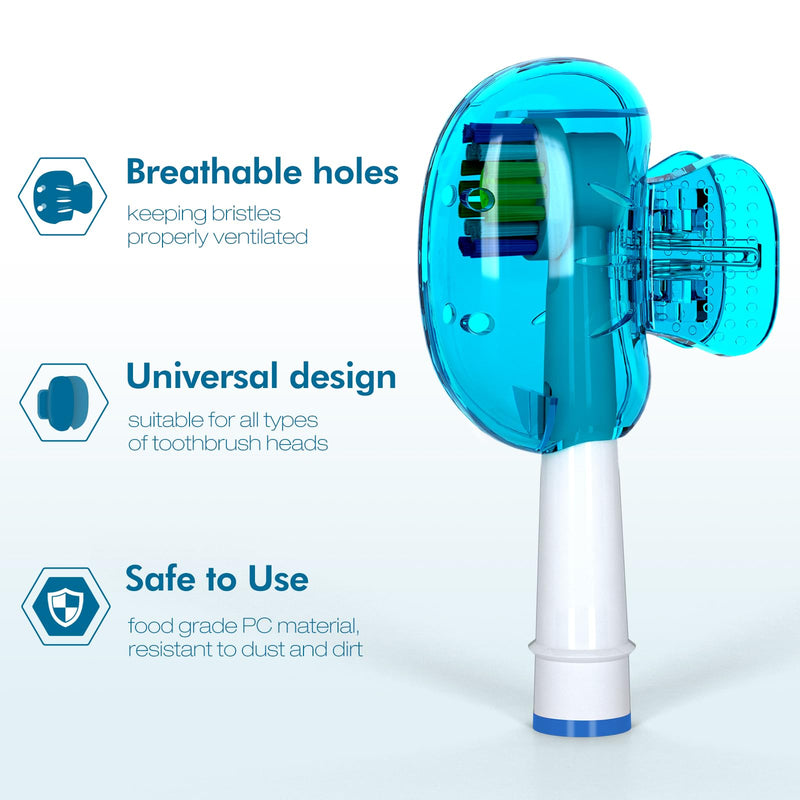[Australia] - Nincha Snap-on Toothbrush Head Cover for Manual and Powered Toothbrush - Multiple Colors -Pack of 6 Red, Blue, Brown,Purple,Pink,Green 