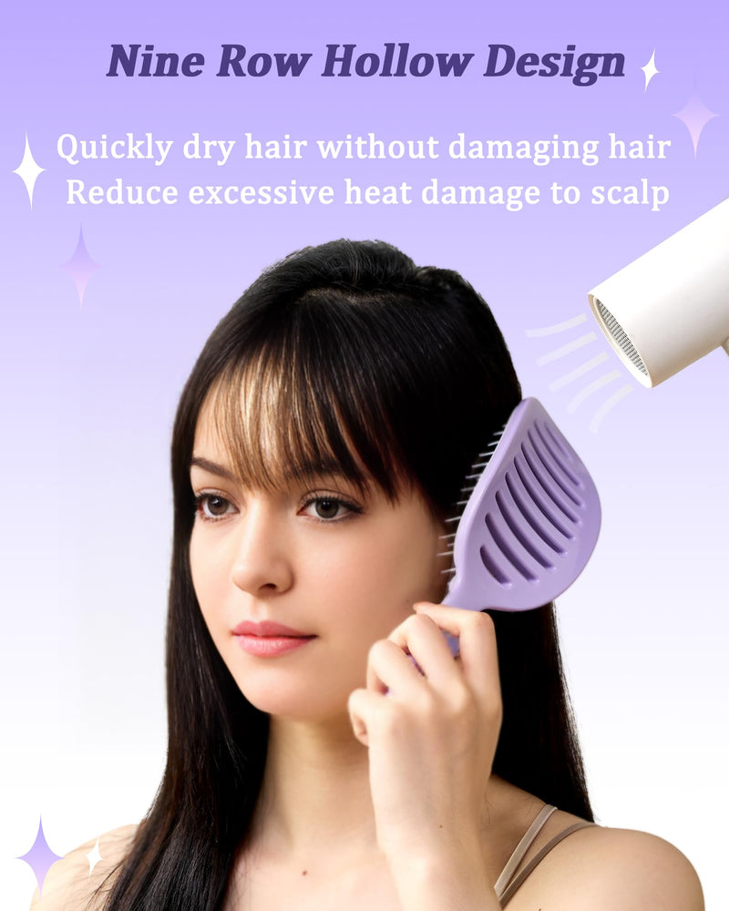 Self Cleaning Hair Brush for Men and Women,Detangle Brush with Removable Screen Manages Tangle and Uncontrollable Hair Purple