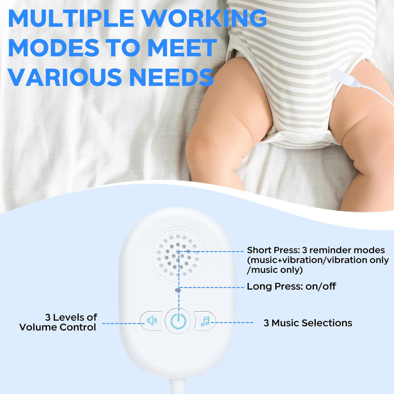 [Australia] - ZOOS Bedwetting Alarm Rechargeable Bed Wetting Alarm, 3 Levels of Volume Control and Vibration, High Sensitivity Sensor Bedwetting Monitors for Boys and Girls, 3 Selectable Sounds, 3 Reminder Modes 