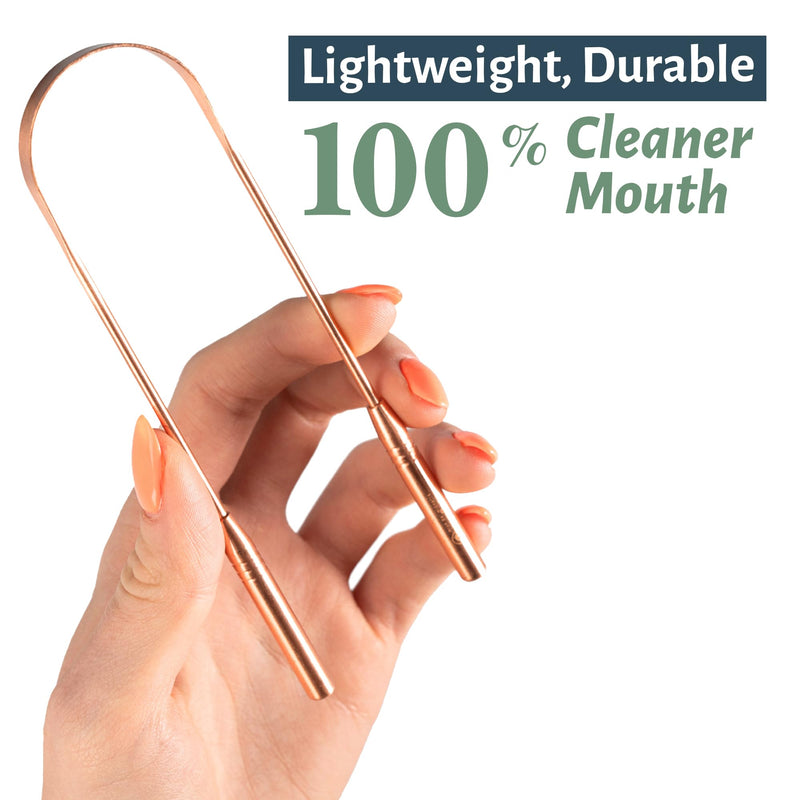 [Australia] - Copper Tongue Scraper - Premium Metal Tongue Cleaner for Adults & Kids - Eliminate Bad Breath & Enhance Oral Hygiene - Includes Travel Bag 