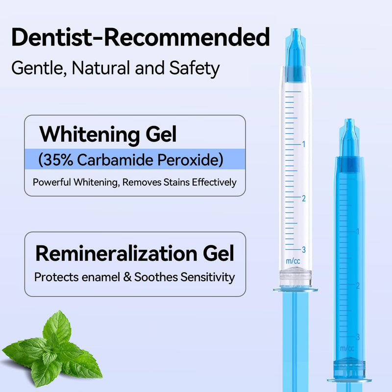 [Australia] - JTF Teeth Whitening Gel Kit: 35% Carbamide Peroxide, 5Pcs Teeth Whitener Gels and 1 Remineralization Gel to Remove Stains from Coffee Food and Smoking, Enamel Safe and No Sensitivity, Mint 