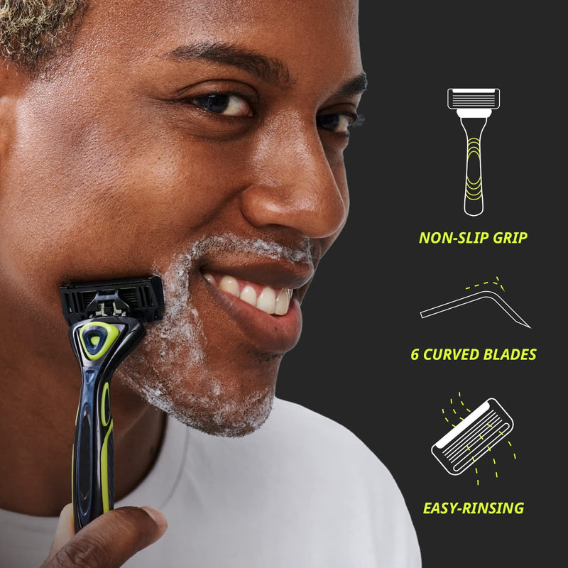 DORCO Pace 6 Sport - Six Blade Razor System with Trimmer and Pivoting Head (2 Replacement Handles Only (No Blades)) 2 Replacement Handles Only (No Blades)