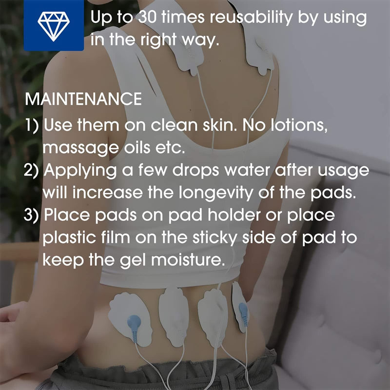 [Australia] - TENS/EMS Unit Replacement Pads NURSAL 20 Pack 3.5mm Snap Electrode Patches for Electrotherapy, Reusable Self-Adhesive Electrodes Pads, Compatible with Belifu, AVCOO, MEDVICE TENS (White) A-white 