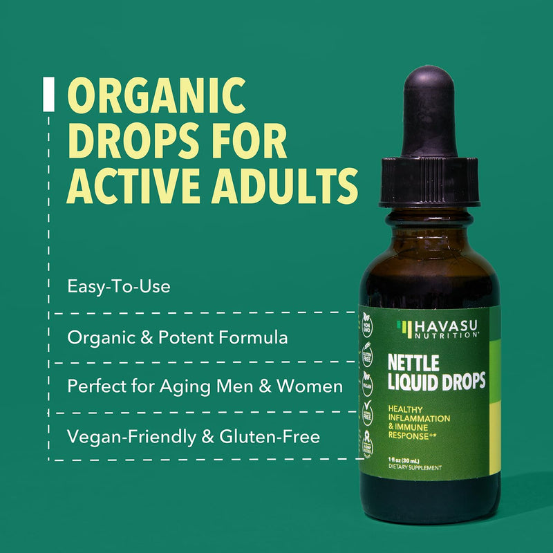 [Australia] - Organic Stinging Nettle Root | USDA-Certified Stinging Nettle Root Extract | Stinging Nettle for Prostate, Joint and Immune Health | Nettle Root for Overall Health | Non-GMO, Vegan, Unflavored, 30mL 