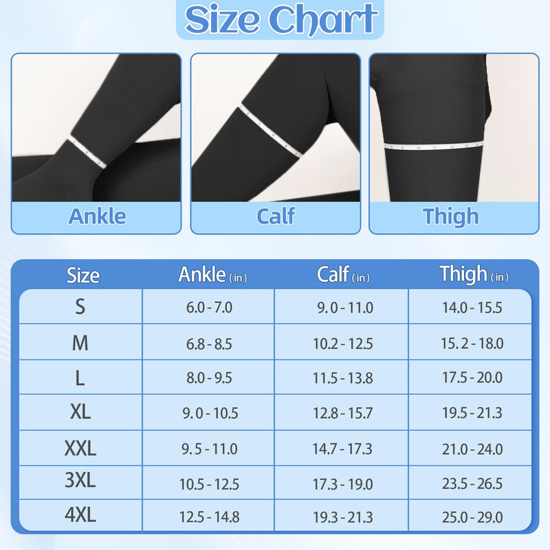 [Australia] - Compression Pantyhose for Women & Men, Medical Graduated Compression Stockings, Waist High Support Tights, Opaque Leggings for Varicose Veins,Edema,Post Surgery Small 20-30mmHg Footless Black 