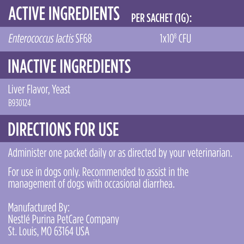 Purina Pro Plan Veterinary Supplements FortiFlora Probiotic Powder for Dogs, Daily Support for Digestive and Immune Health and Occasional Diarrhea 1.06 ounces (1 Box)