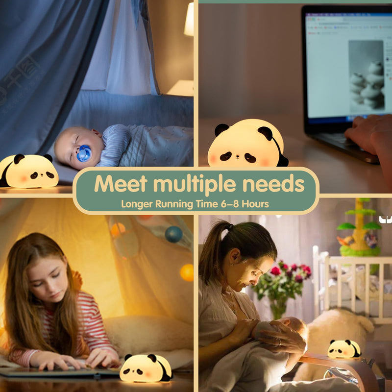 [Australia] - Panda Night Light, LED Squishy Cute Lamp, Night Light for Kids, Silicone Panda Light, Dimmable Girls Baby Bedroom Nightlight, Rechargeable Touch Lamp for Breastfeeding Nursery Decor 