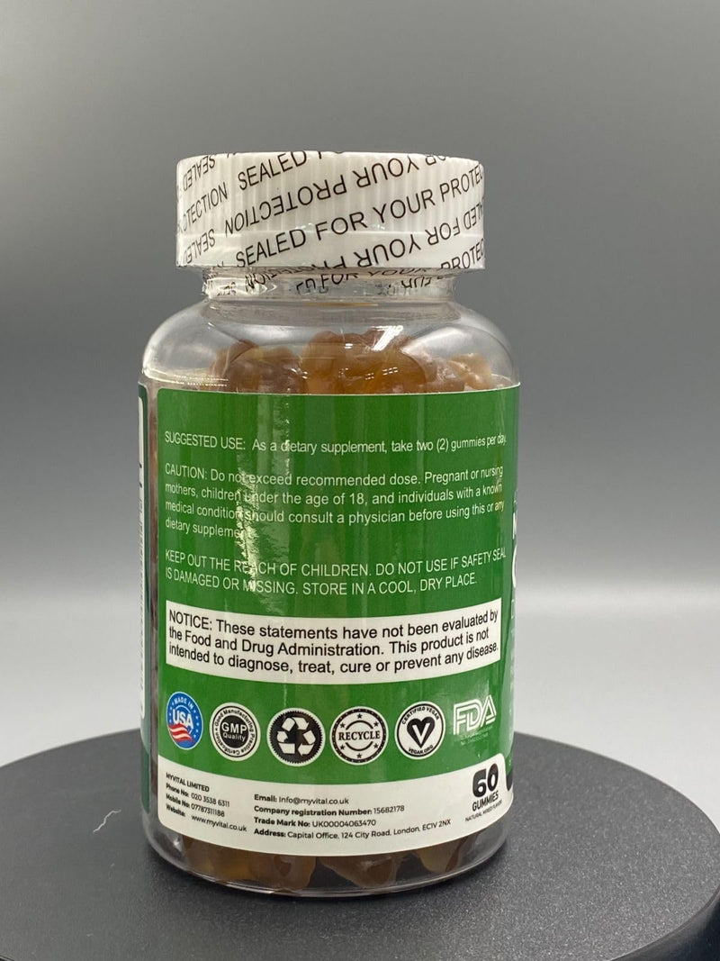 MyVital Adult Multivitamin Gummies – Natural Mixed Fruit Flavour | Vitamins A, B-Complex, C, D, E, B6, B12, Zinc & Phosphorus | Immune & Energy Support | 60 Gummies