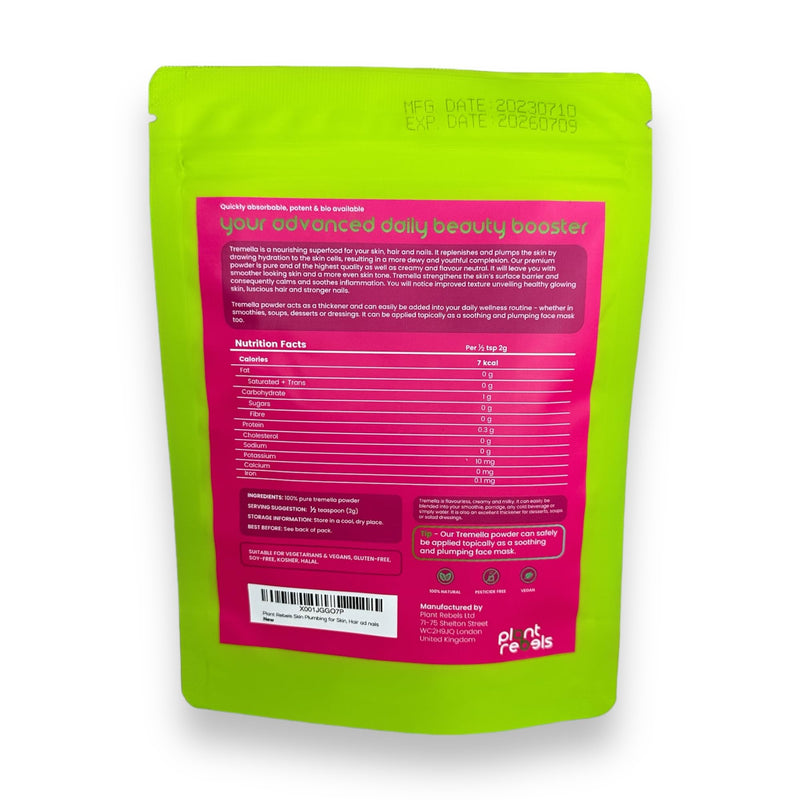 Tremella Mushroom Powder 10:1 Extract (100g) – Snow Fungus Powder for Skin Hydration & Collagen Support | Vegan | Pure Fruiting Body | No Additives | 50 Servings