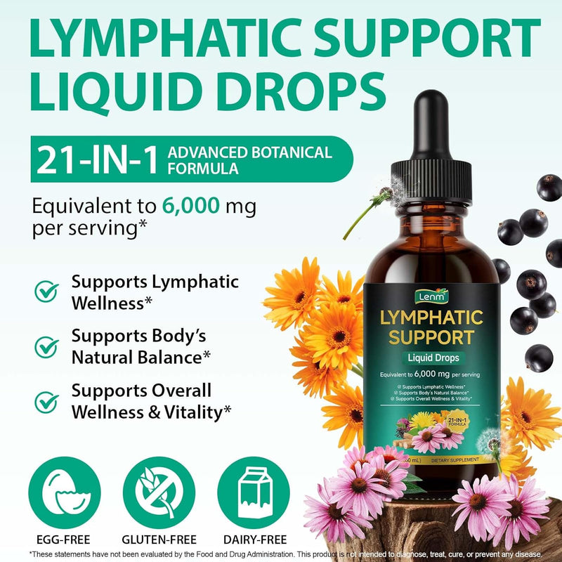 [Australia] - Lymphatic Drainage Drops. Sugar Free 7-in-1 Lymph Detox And Cleanse Support. Vegan Supplement with Echinacea Root, Red Clover Blossom, Burdock/Red Root, Cleavers Herb, Licorice Root, And More! 