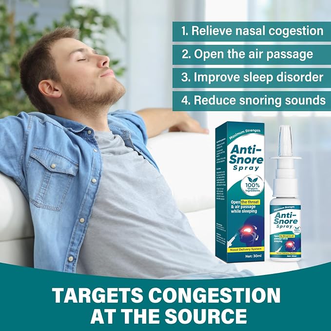 Anti-Snoring Nasal Relief Spray by SouthMoon - All Natural Snore Stopper Remedy, Herbal Sleep Apnea Sinus Decongestant & Nose-Snoring Aid for Men & Women