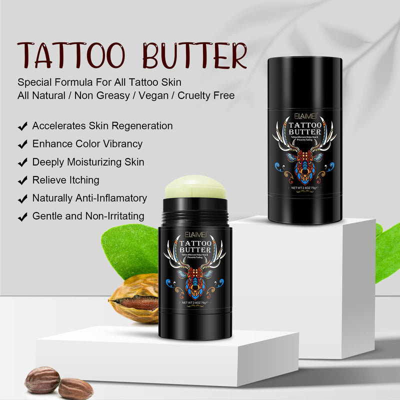 [Australia] - Tattoo Aftercare Butter Balm, 2.6 oz, Old & New Tattoo Moisturizer Healing Brightener for Color Enhance, Natural Organic Tattoo Cream 2.6 Ounce (Pack of 1) 