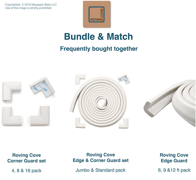 [Australia] - Roving Cove Corner Protector for Baby (4 Large Corners), Hefty-Fit Heavy-Duty Soft Rubber Foam Furniture Corner Bumper Guards, 3M Adhesive Pre-Taped, Oyster White (Off White) 