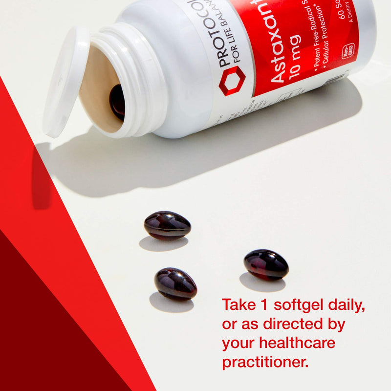 [Australia] - Protocol Astaxanthin 10mg Softgels - Supports Cellular Health* - Carotenoid Astaxanthin Supplements - Non-GMO & Dairy Free - 60 Softgels 