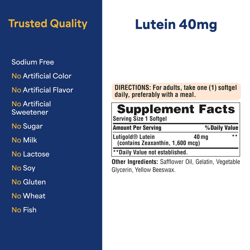 [Australia] - Puritan's Pride Premium Lutigold‚Ñ¢ Lutein Carotenoid 40mg with Zeaxanthin for Men and Women, Dietary Supplement for Eye Health Support, 8 Month Supply, 120 Easy-to-Swallow Softgels 120 Count (Pack of 1) 