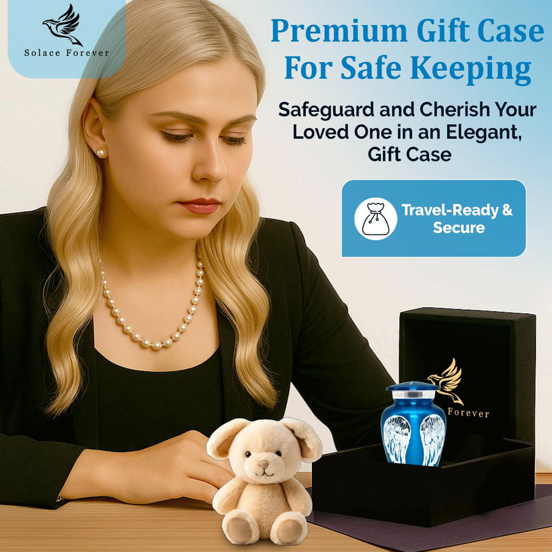 [Australia] - Small Urn for Human Ashes - Mini Keepsake Urn to Honor Loved Ones - Holds 3 Cubic Inches - Memorial Tribute for Mom, Dad, or Someone Special (Blue, Small) Blue 