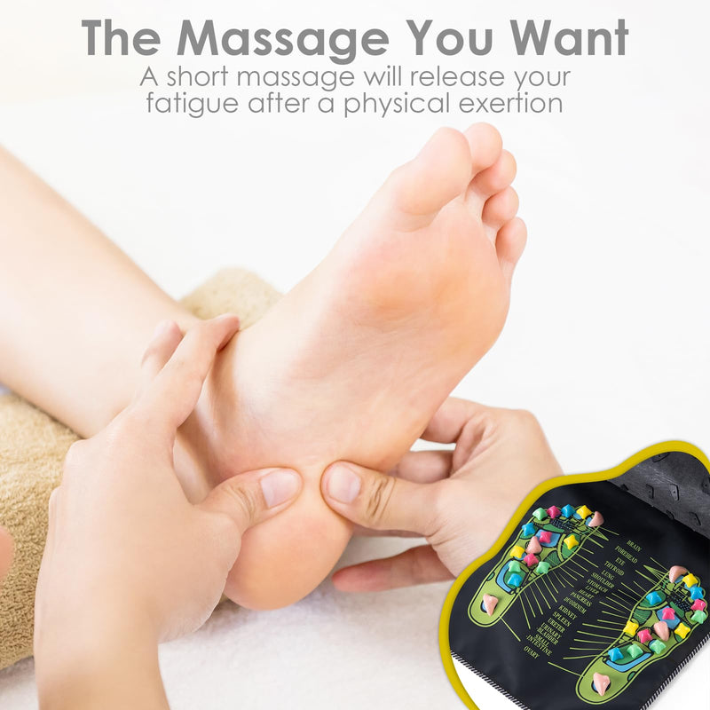 [Australia] - Foot Massage Mat, Reflexology Walk Stone Road Acupressure Mat with Chart, Feet Pressure Point Mat for Elderly Students and Office Workers (68.9 x 13.78 Inches) 
