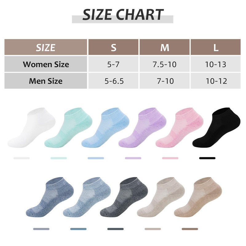 [Australia] - Diabetic Bamboo Socks for Men and Women,5 Pairs Non-Binding Low Cut Diabetic Socks,Loose Socks Size 5-13 White/Turquoise/Skyblue/Purple/Pink Medium 