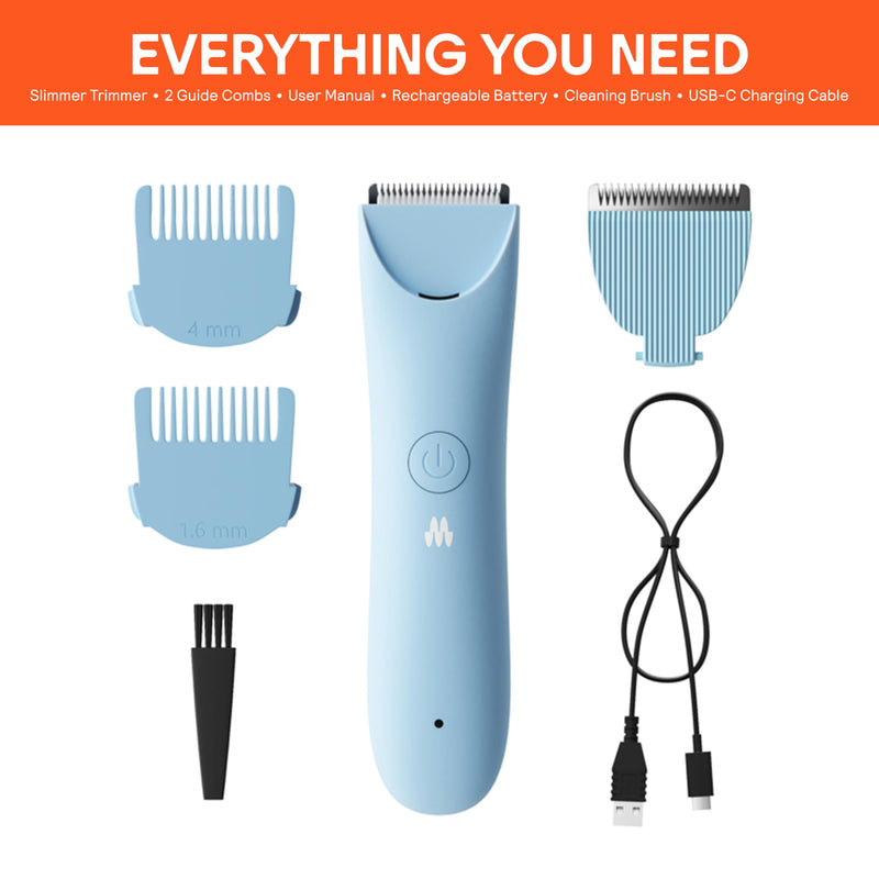 MERIDIAN Slimmer Trimmer – Electric Razor for Women, Bikini Line & Pubic Hair Trimmer, Rechargeable & Waterproof, Painless, Flawless Shave for Sensitive Skin, Gentle, Quiet & Travel-Friendly, Sky